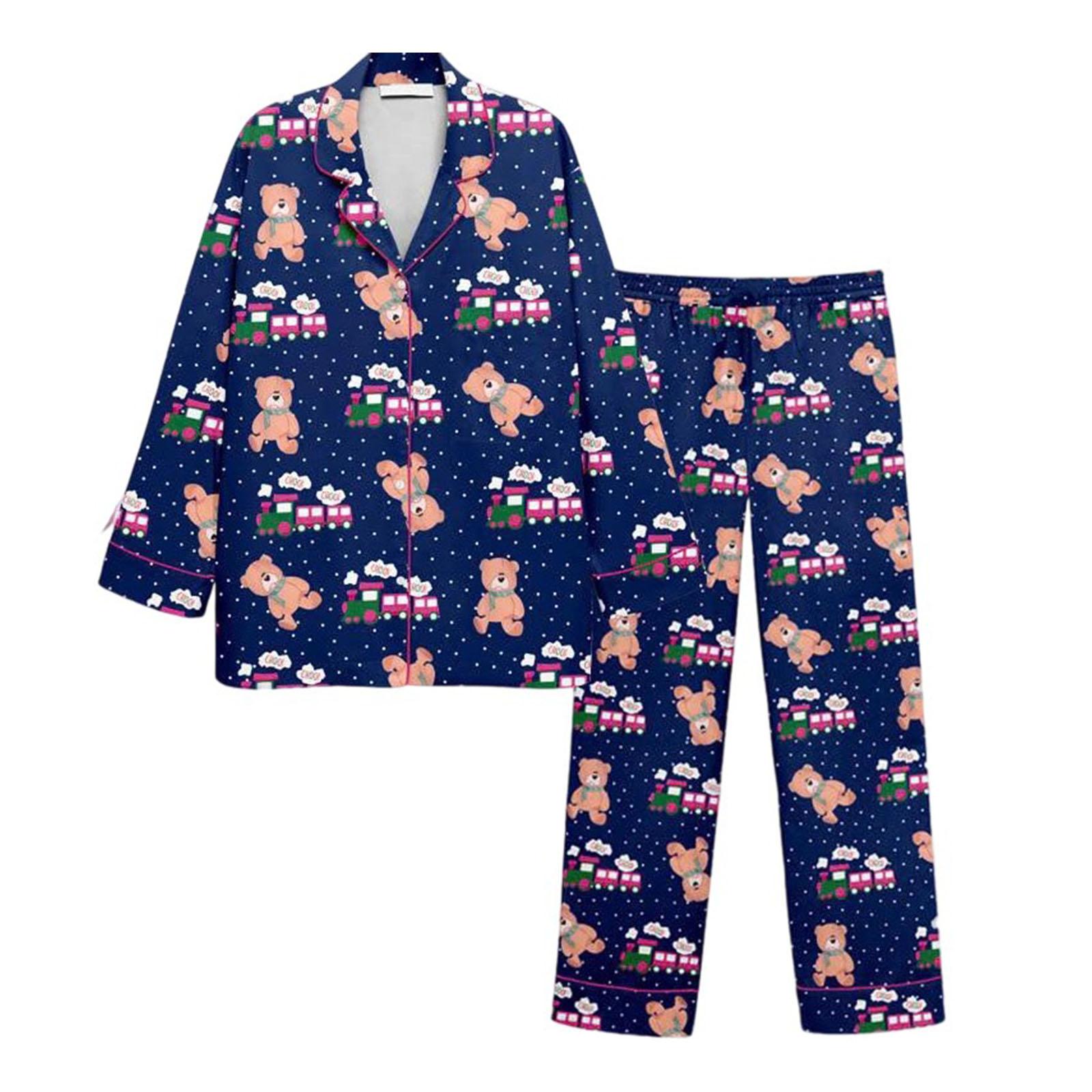 

Костюм Omen из 2 предметов с принтом, топ на пуговицах с длинным рукавом, брюки с широкими штанинами, комплект костюма, пижама, домашний повседневный костюм L