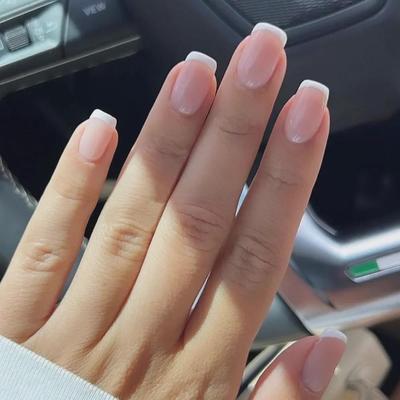 Confezione da 24 unghie finte quadrate rosa french - Stile semplice, impermeabili, staccabili