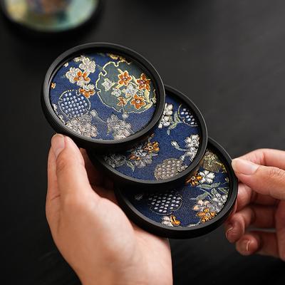 Tyg Absorberande Underlägg Kinesisk Retro Kung Fu Gongfu Tehållare Snabbtorkande Kopp Teunderlägg Bord Isolering Brickor Teservis