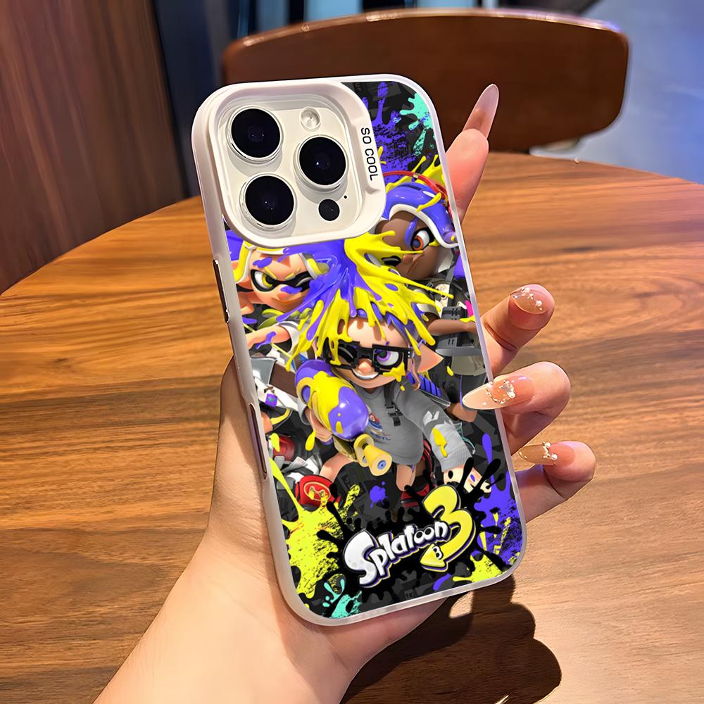 S-Splatoon Game Phone Case For IPhone 17 Air 16 15 14 Plus 13 12 11 Pro 7 8 XS Max XR Silver White Bumper Case