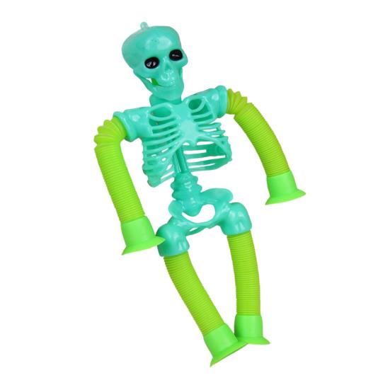 Tubes Skeleton Fidget Toys for Kids Glow-in-the-Dark Telescopic Suction Cup Toy Stress Anxiety Relief Bendable Joints Figures Halloween Decorations
