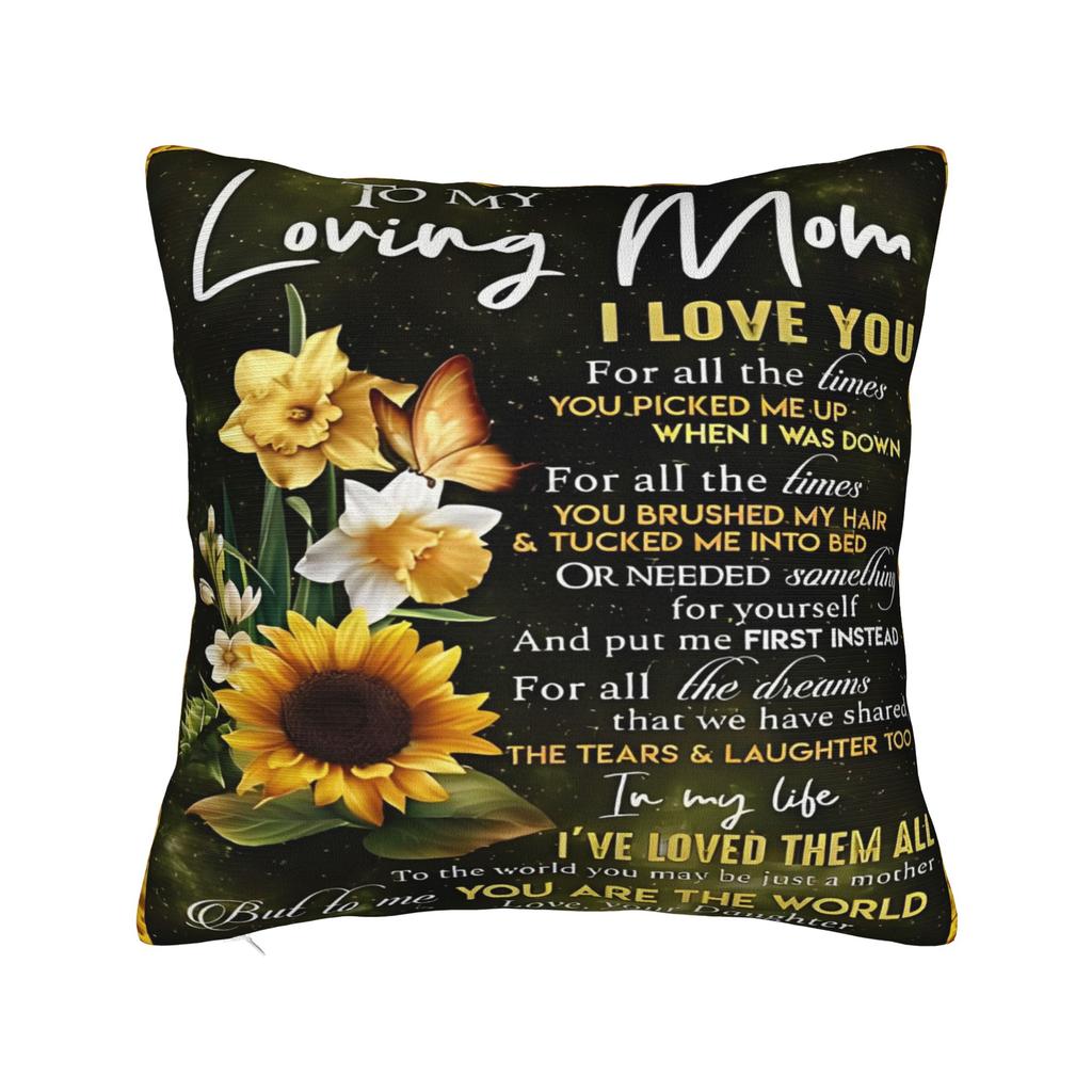 I Love You Mom Square Pillowcases Polyester Car Mother's Day  Cushion Case Funny Decor Pillowcase 45*45