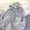 Spring Autumn Women's Oversize Hoodie Jacket Zipper Cardigan Jacket Lazy Style Solid Color Jacket