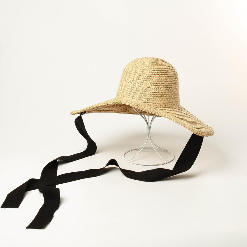 European, American Spring and Summer New Retro Hand-woven Big Eaves Lafite Loli Hat Outdoor Travel Sunshade Sun Protection Big Edge Straw Hat