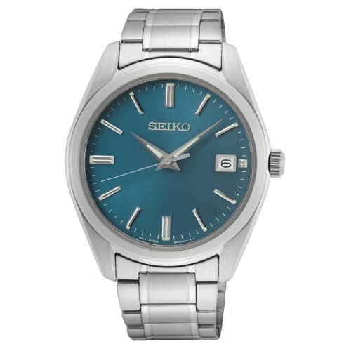 

Seiko SUR525P1 Men s Quartz Watch, Overseas Model, Turquoise Blue