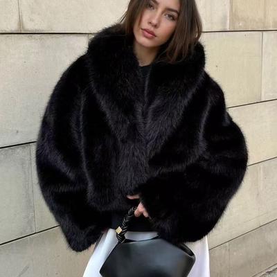 Dikke Jas met Imitatiebont High-End Top Modieuze Herfst en Winter Milieuvriendelijke Vossenbontjas