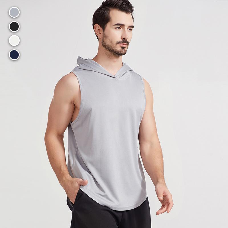 Men's Summer Quick-Dry Hooded Sports Vest - Casual, Breathable, European & American Style for Outdoor Running & Fitness