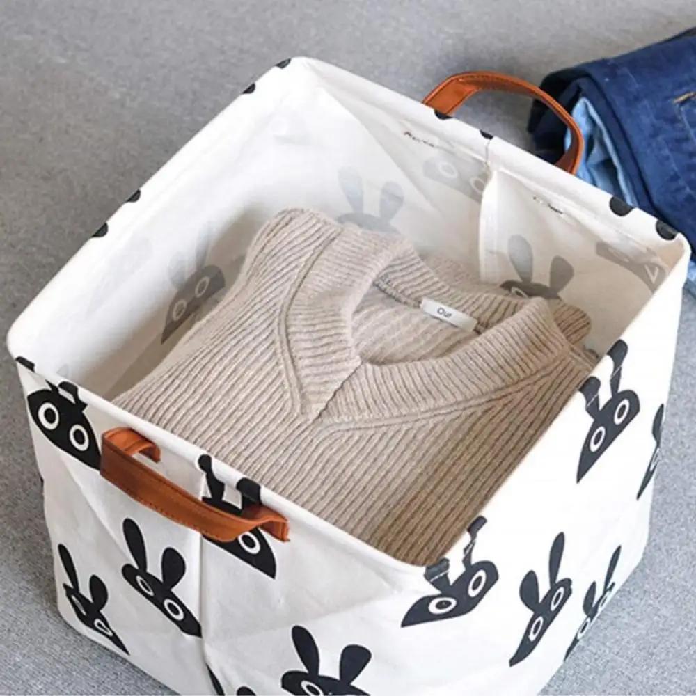 1PC Cotton and Linen Dirty Clothes Laundry Basket, Collapsible Storage Basket, Toy Organizer For Home Travel Apartment Hotel Box