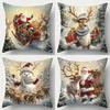1pc Christmas Cushion Cover Snowman Santa Claus Deer Durable Cover 2025 New for Home Ornament Xmas New Year Christmas Decoration