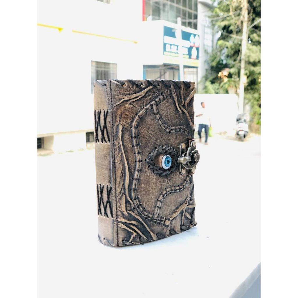 Hocus Pocus Jurnal de vrăji Jurnal de piele Deckle Edge Hârtie Grimoriu al treilea ochi Jurnal de piele Vintage Jurnal de carte de umbre Jurnal