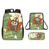 Christmas Backpack Cartoon Shoulder Bag Pencil Case Three Piece Set