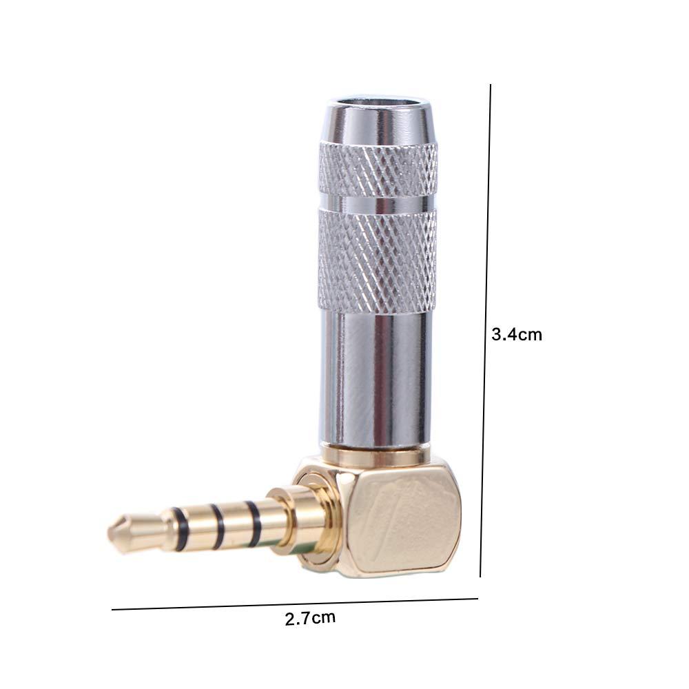 Right Angle Audio Jacks 1/8" Jack 3.5 mm Earphone Adapter for Headphones/Phone/PC/Laptop