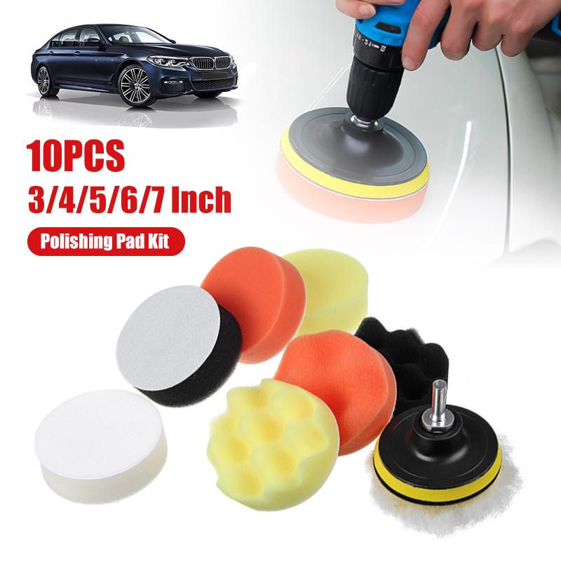 10Pcs/Set 5/6inch CarPolishing Disc Self-Adhesive Buffing Waxing Sponge Wool Wheel Polishing Pad For Car Polisher Drill Adapter