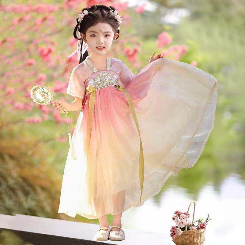 2026 Summer Hanfu Fairy Dress for Girls – Traditional Flowing Style Performance Clothing