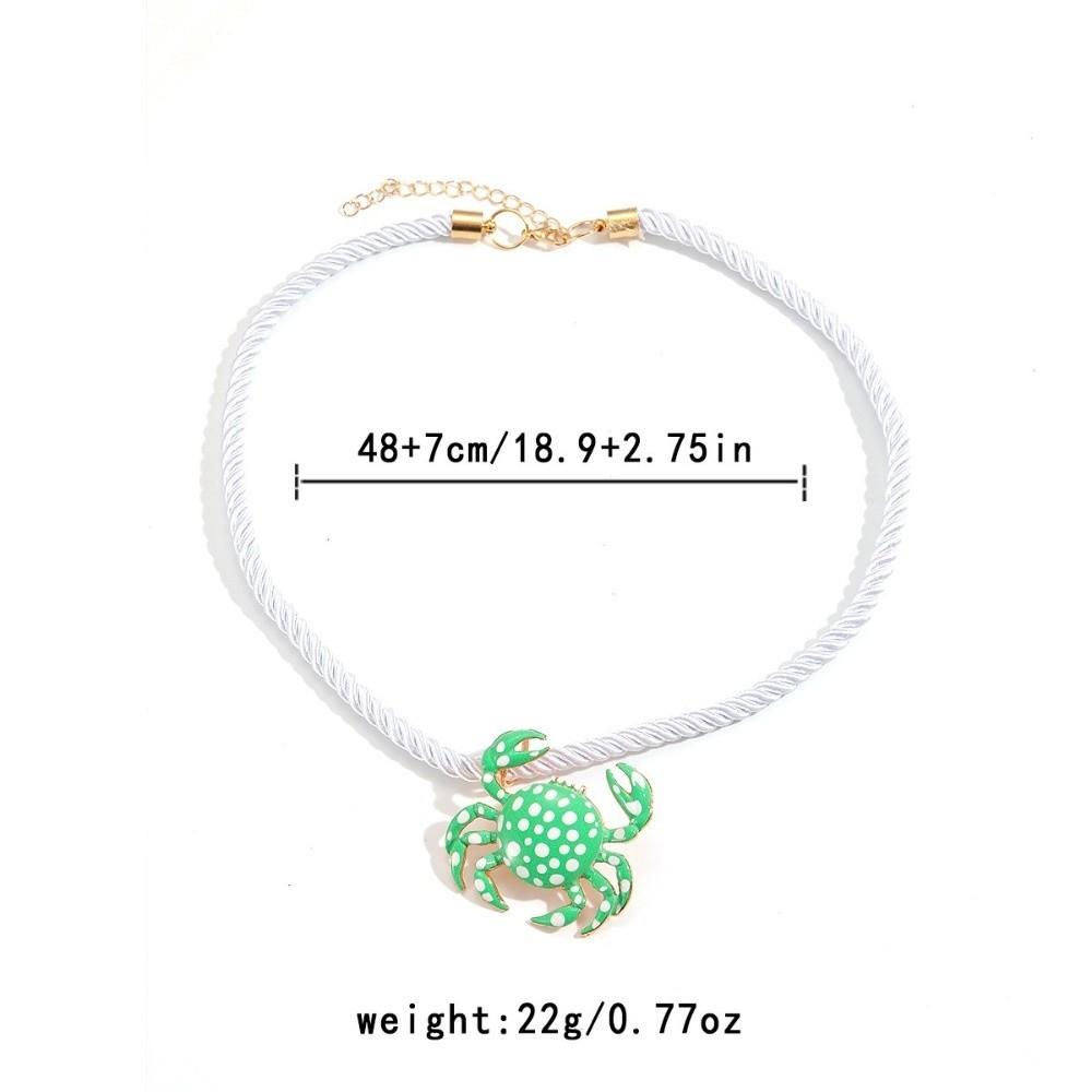 Oil Drip Craft Crab Pendant Necklace Polka Dot Ocean Charm Necklace  Summer Travel Dating
