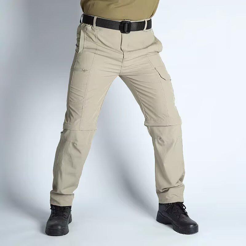 Men s Convertible Quick-Dry Outdoor Tactical Trousers with Multi-Pockets X-Large хаки