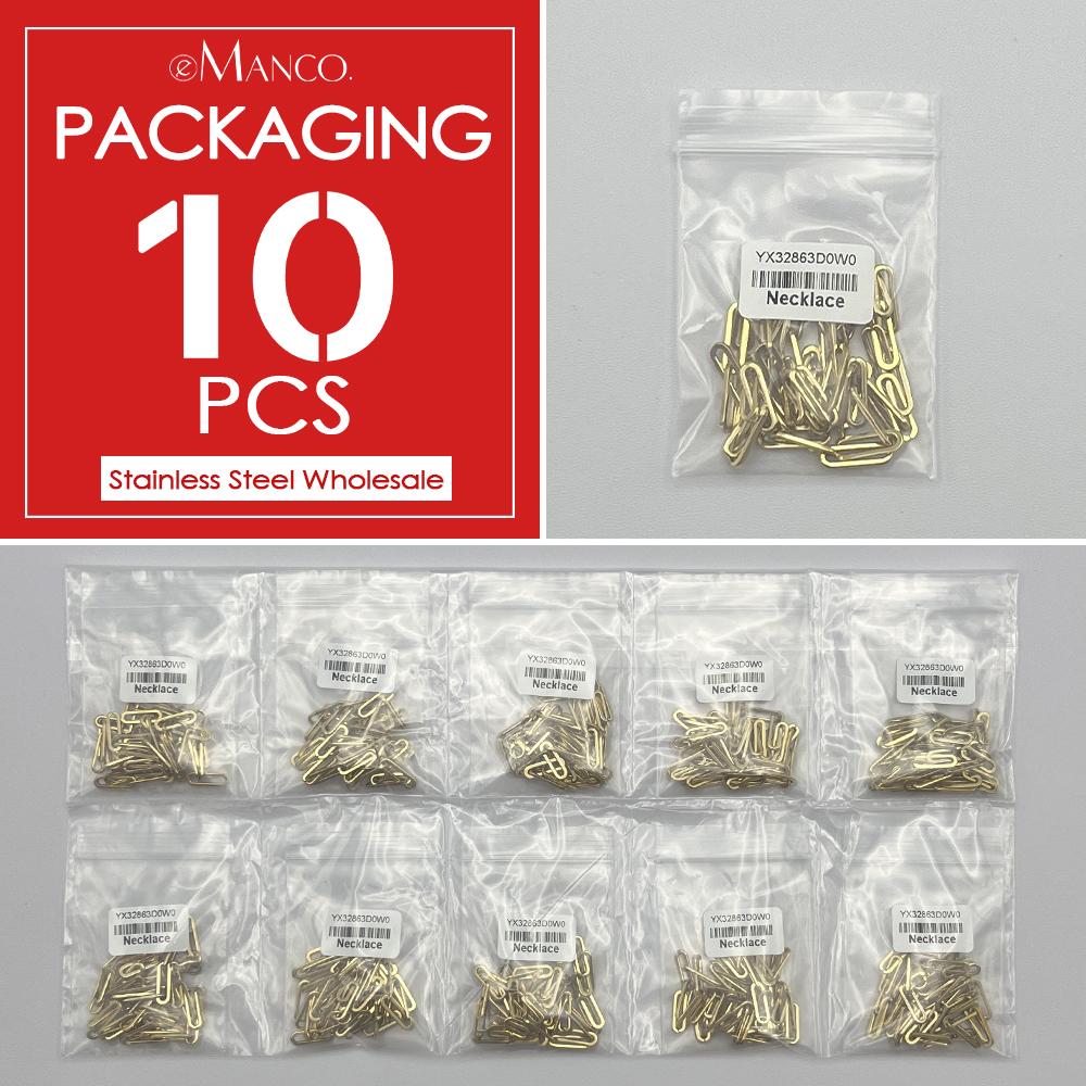 EMANCO 10PCS Paperclip Link Chain Women Necklace Stainless Steel Gold Color Necklace Link Chain Jewelry Hot Wholesale