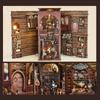 CRESYMME Book Nook Dollhouse Leeds Miniature House Log Cabin Kit, Wooden 3D Puzzle, Handmade for Adults, with LED Lights (Dwarf House)