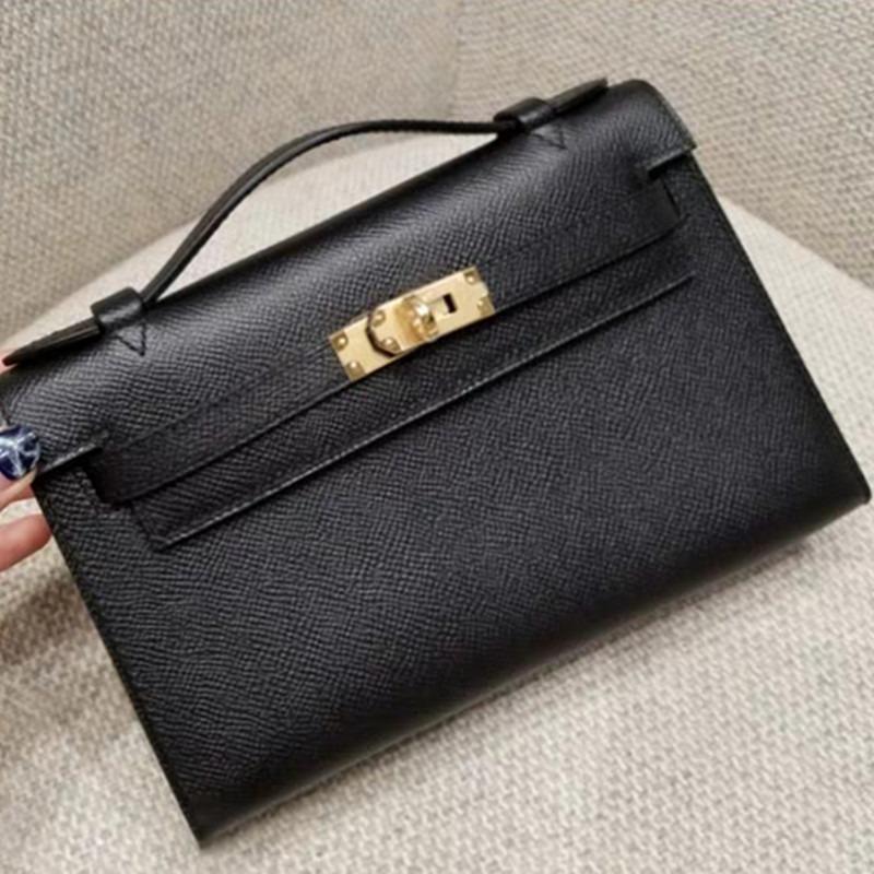 New Kelly bag palm pattern cowhide shoulder portable fashion leather small square bag women