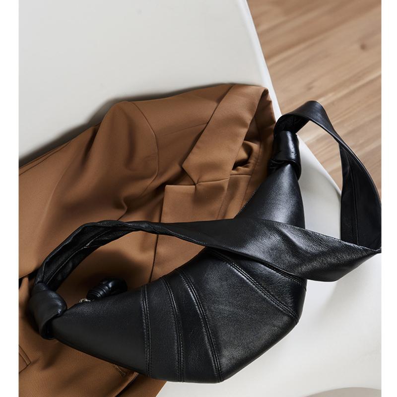 Niche First Layer Lambskin Croissant Bag Diagonal Span Lazy Feeling Croissant Bag Genuine Leather Single Shoulder Diagonal Span Dumpling Bag Female