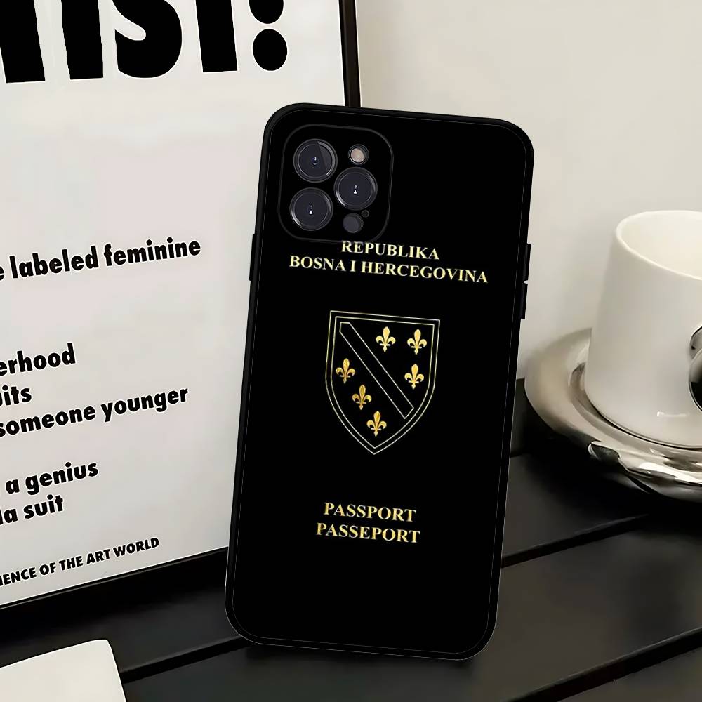 

Bosnia And Herzegovina Passport Phone Case For Iphone 16 15 17 13 14 12 11 Pro Max Plus Black Shell Cover Case iPhone 15 pro
