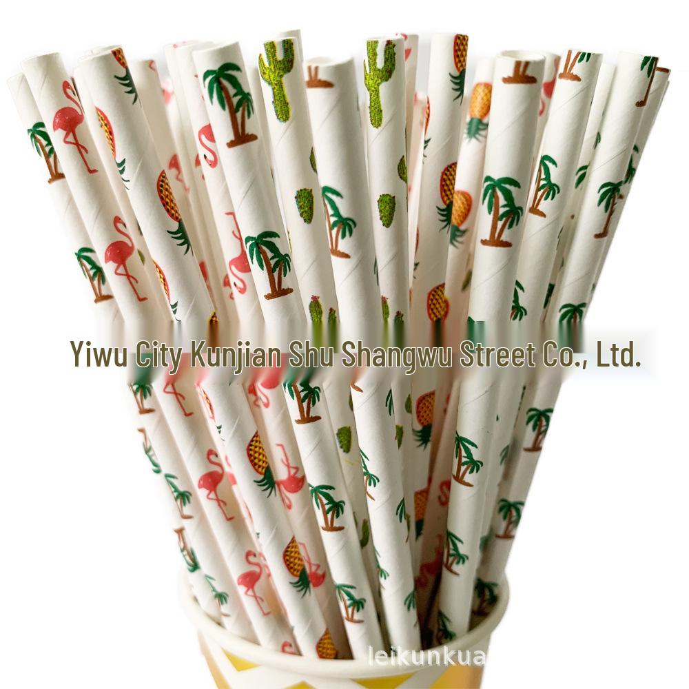 Individually Wrapped Biodegradable Striped Paper Straws