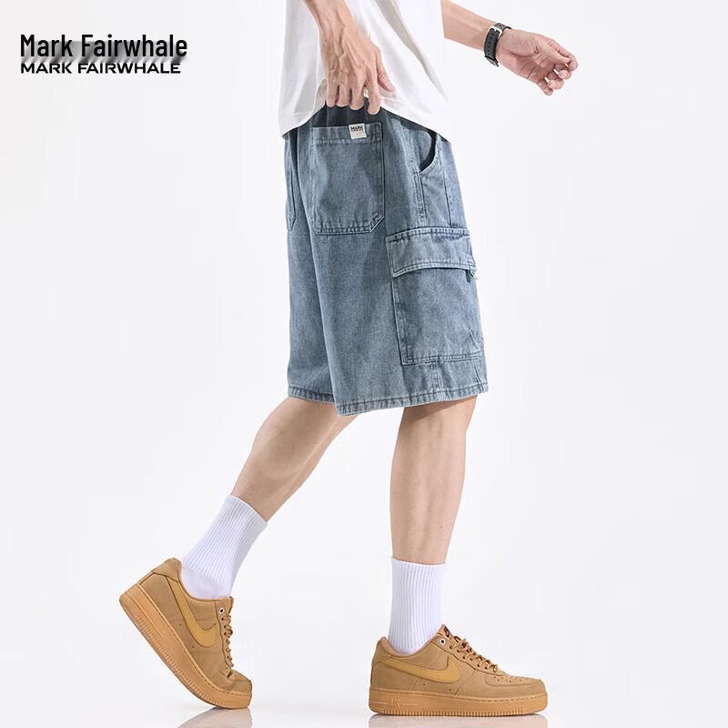 Mark Fairwhale Men s Loose Fit Denim Cargo Shorts XL синий