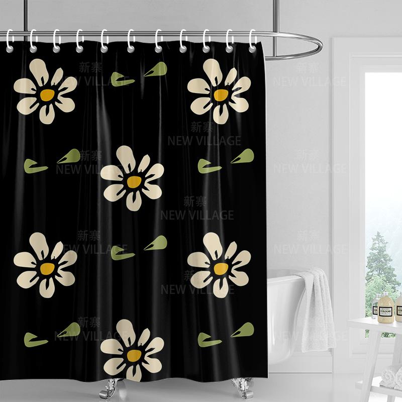 Home shower curtains bathroom Decora waterproof fabric non-slip bathmat water absorption curtain Modern nordic simple plant