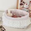 Ruffle Edge Polka Dot Stationery Storage Holder Sweet Pink Desktop Organizer Cute Small Basket for Snacks Scrapbook Supplies