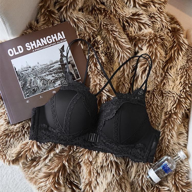 Front buckle small chest gathering women's underwear set new anti-sagging breast sexy leopard print back bra