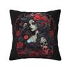 Alexander Gothic Las Elegantes Girls Day Of Dead Skull Square Pillowcase Pillow Cover Cushion Comfort Throw Pillow for Home Sofa