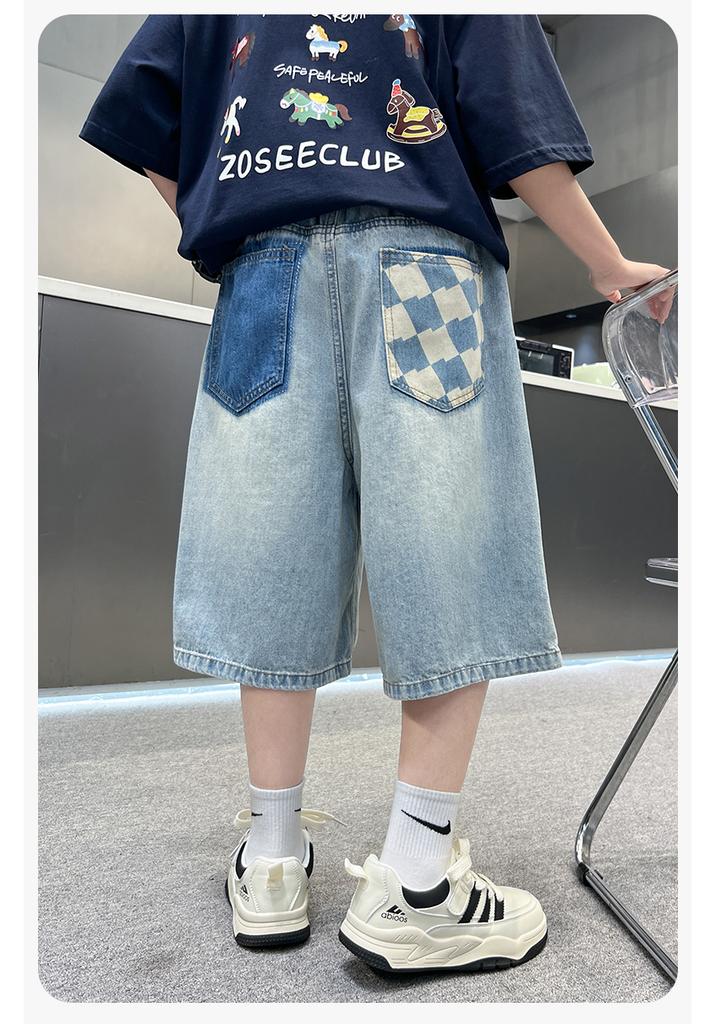 American Style Trendy Denim Shorts for Boys In Summer, Lightweight Five Quarter Pants, 2026 New Mid To Large Size Children's Handsome Pants