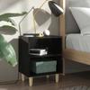 Day and Night - Day and Night Nightstand with Glossy Black Wood Legs 40x30x50 Cm