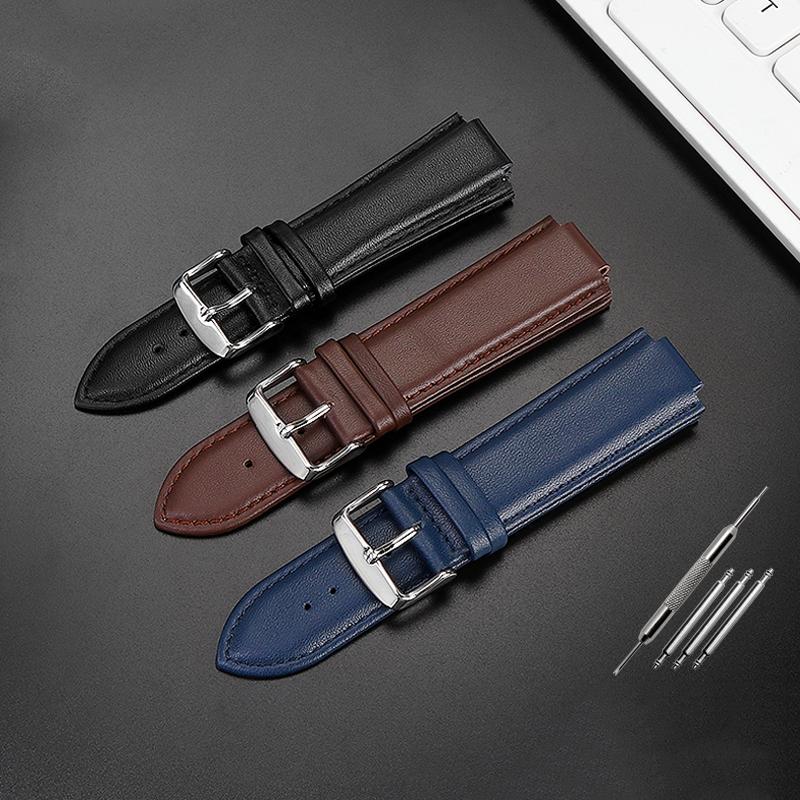 Modifikovaný konvexní kožený řemínek pro hodinky Casio řady EDIFICE EFS-S570YD ECB-10YD Pánský řemínek Náramek Řemínek Modrý 12mm 14mm