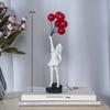 Resin Cartoon Girl Figurine Flying Love Balloon Girl Sculpture Ornaments Abstract Modern Home Desktop Study Office Decor Gift