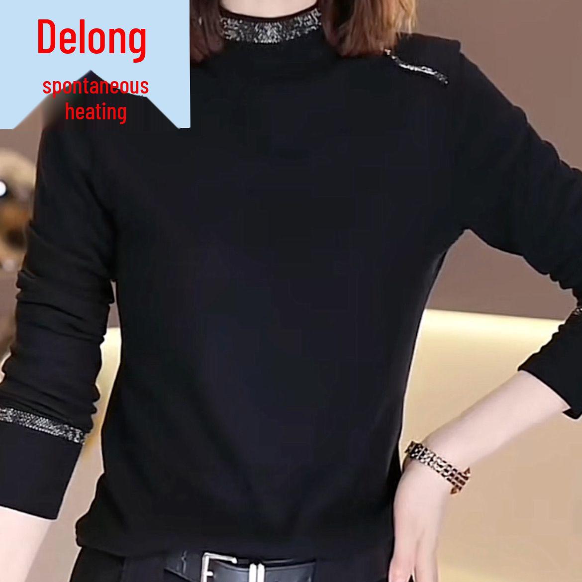 

Elegant Women s Semi-High Neck Fleece Top - Warm, Versatile, Fashionable Long-Sleeve for Autumn/Winter M (80-100 jin)