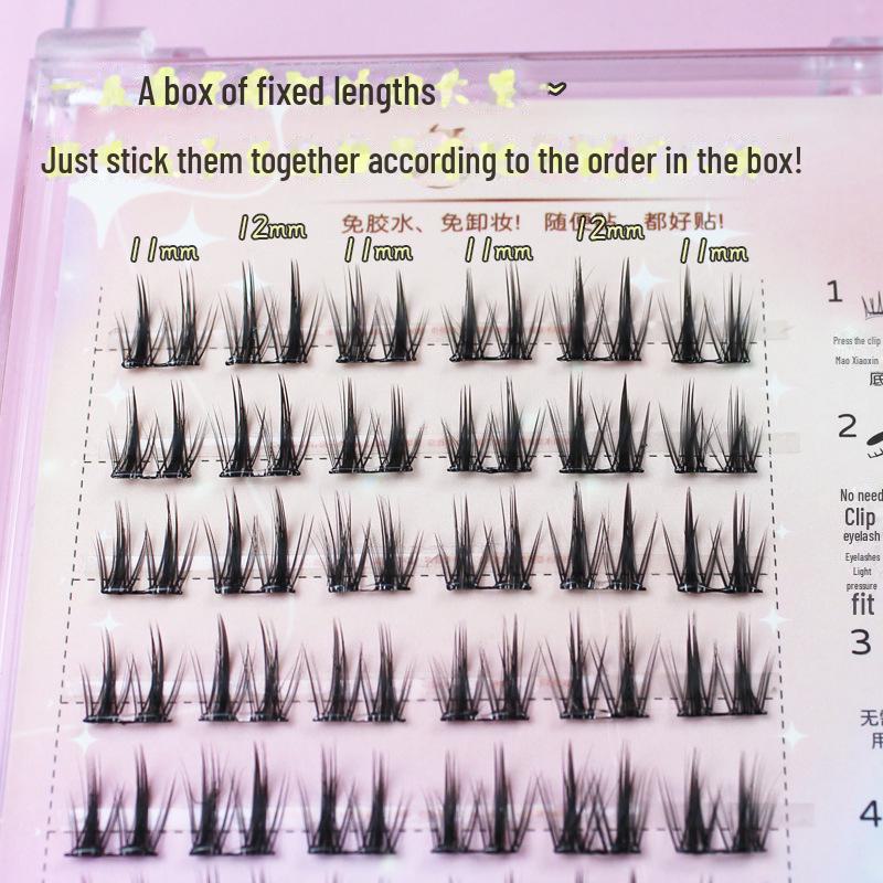 Exquisite Double Spire Spike False Eyelashes: No-Glue, Easy-Removal, Perfect for Beginners