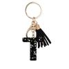 Resin Letter T Keychain with Star Pattern and Tassel Charm Durable Metal Ring for Keys Bag Accessories Gift