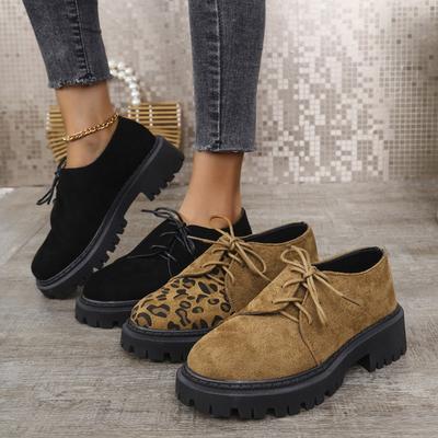 Women's Wide Width Platform Loafers, British Style Lace-Up Flats, TK Supply Wholesale Shoes for Women