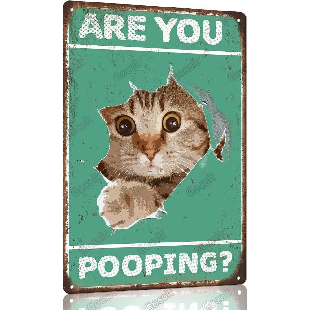 1pc 8x12 Inch Vintage Pewter Metal Sign - "When Visiting My Home" Cat-Themed Decor Extra Thick Tinplate Wall Art