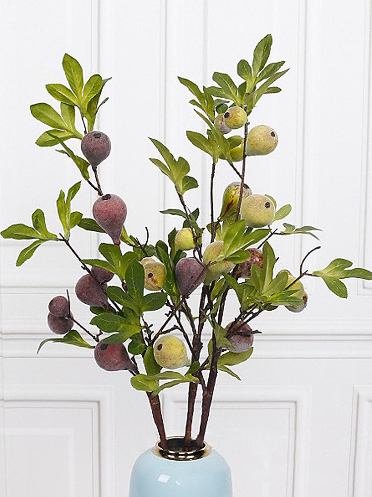 Simulation Fig Branch Vivid Plastic Iron Wire Foam 92cm Faux Fig Fruit Branch for Decoration