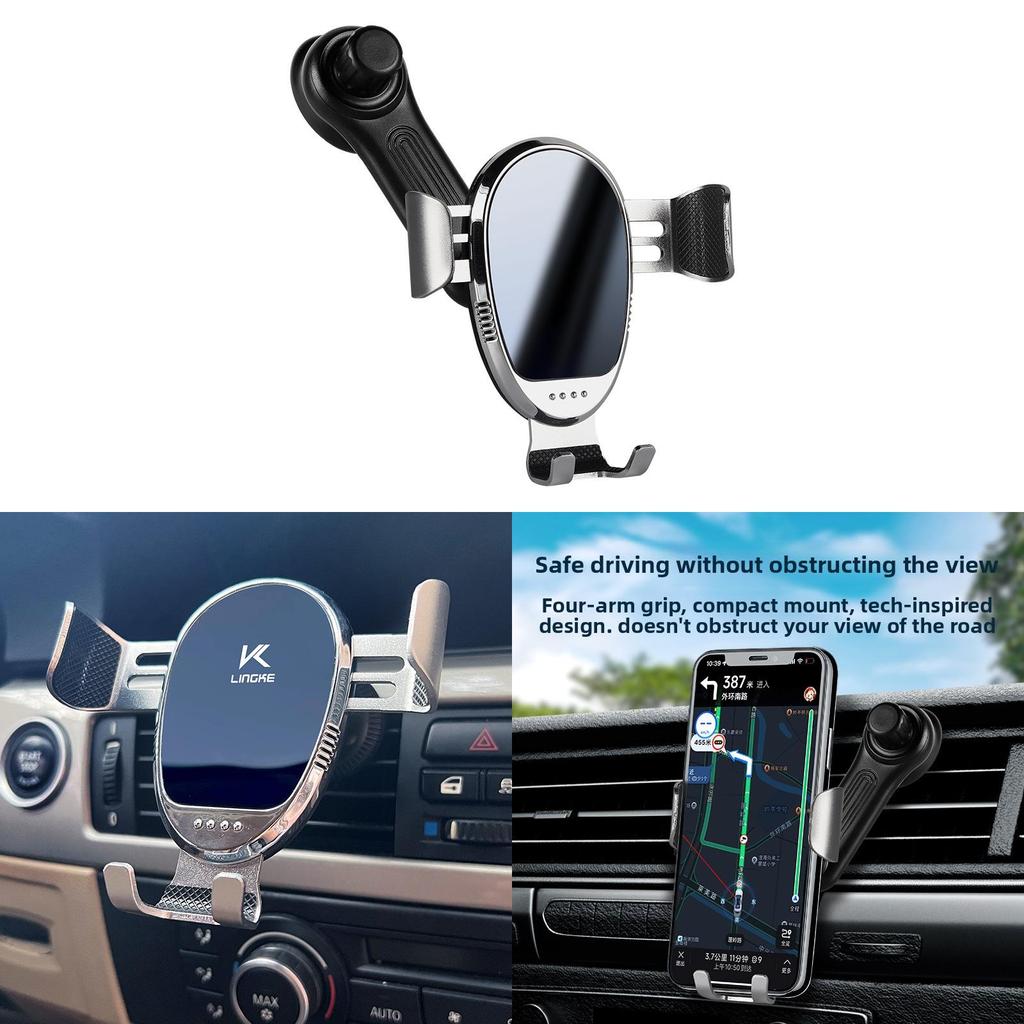 Vehicle Air Vent Phone Holder With Metal Hook And Extendable Arm For Car Navigation