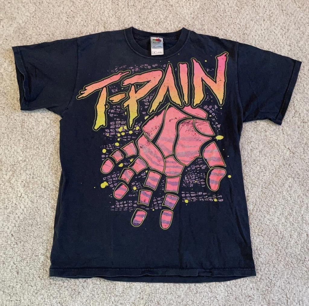 Vintage T Pain Rap T Shirt Black Faded Distressed Y2K 90s Mens M Graphic RARE
