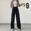 Tie Overalls Women's Autumn New High-waisted Straight Loose Sports Casual Parachute Wide-leg Pants