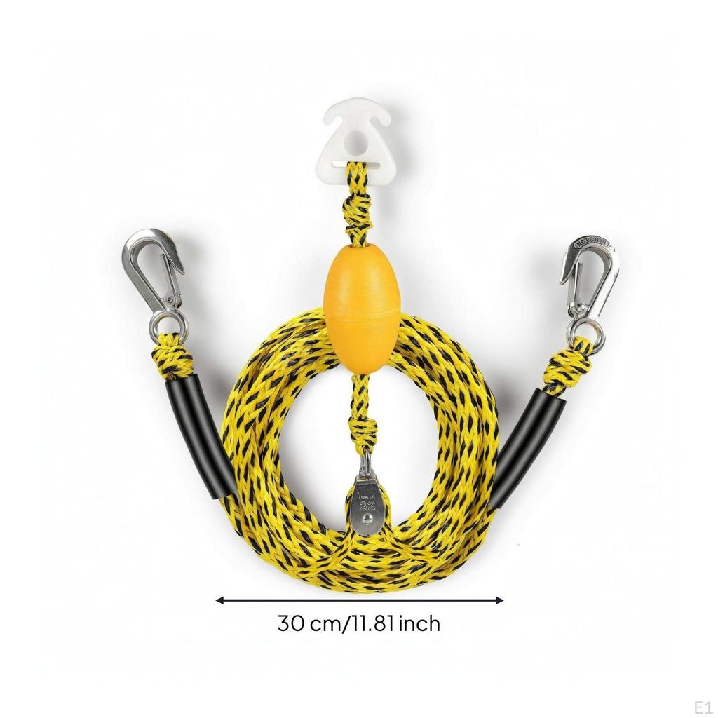 Marine Tow Line with Pulley Shock Absorbing Bungee Dock Stretchable Mooring Rope Water Sports