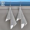 925 Sterling Silver Frosted Long Geometric Drop Earrings  Jewelry