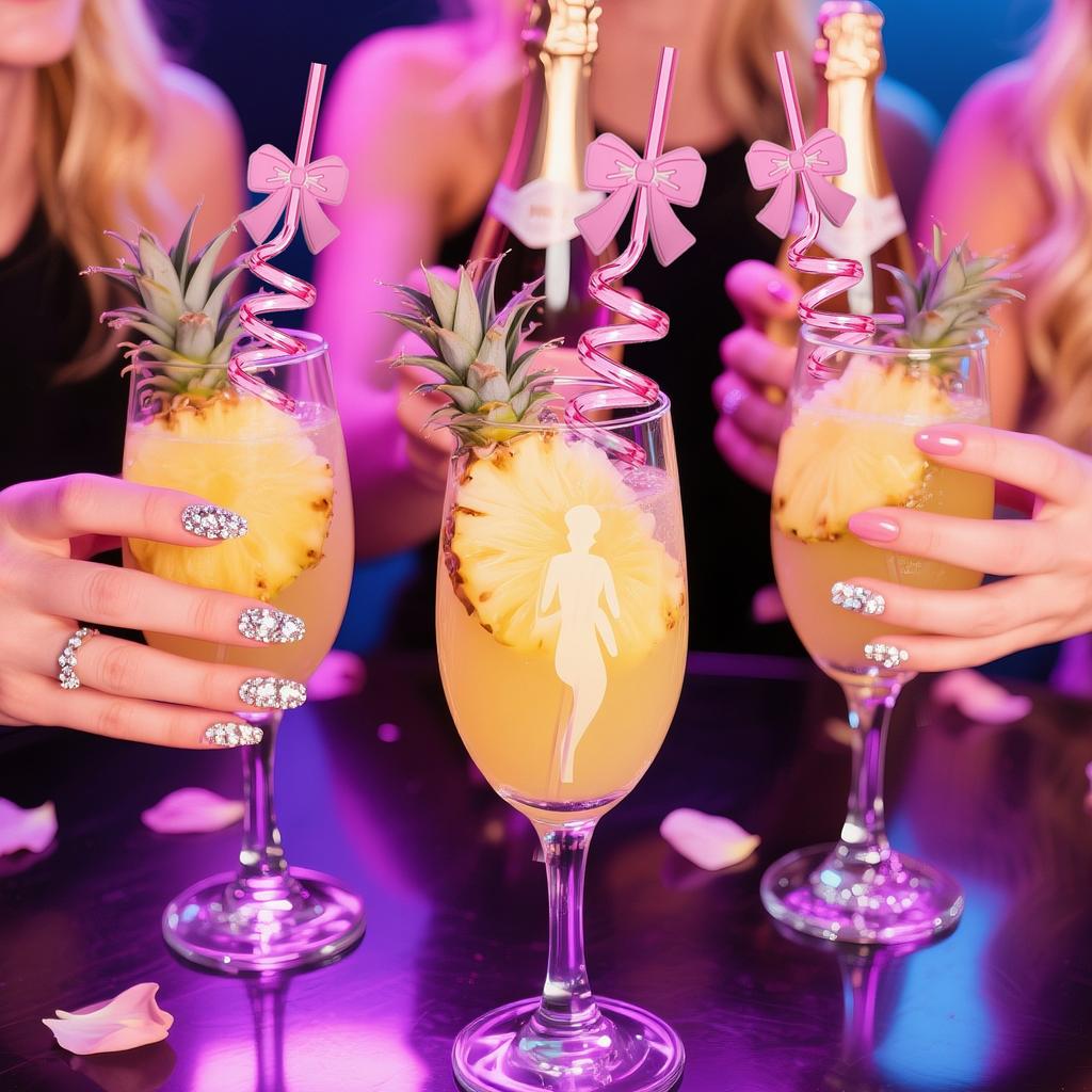 Bow Spiral Straw Cartoon Straw Drink Accessory Party Party 10pcs