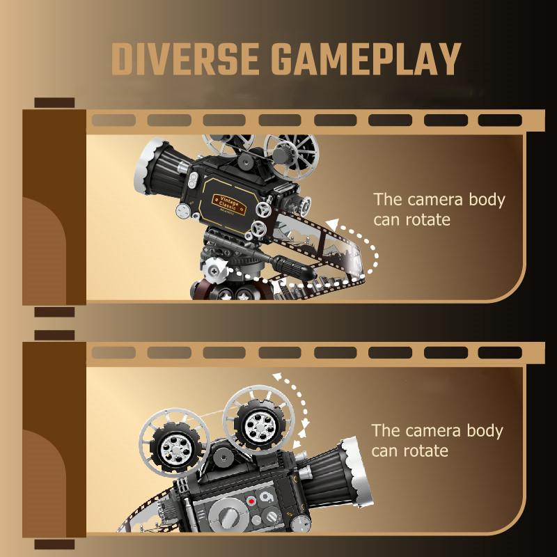 655pcs Creative MOC Vintage Camera Model Assemblage Building Blocks Collectible Ornaments Kids Toys Birthday Gifts