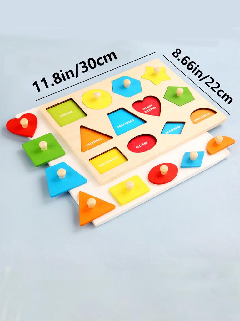 Dřevěná Montessori geometrická vkládačka s kolíčky, Senzorická hračka pro rané vzdělávání batolat, Hračky na třídění tvarů a barev pro miminka