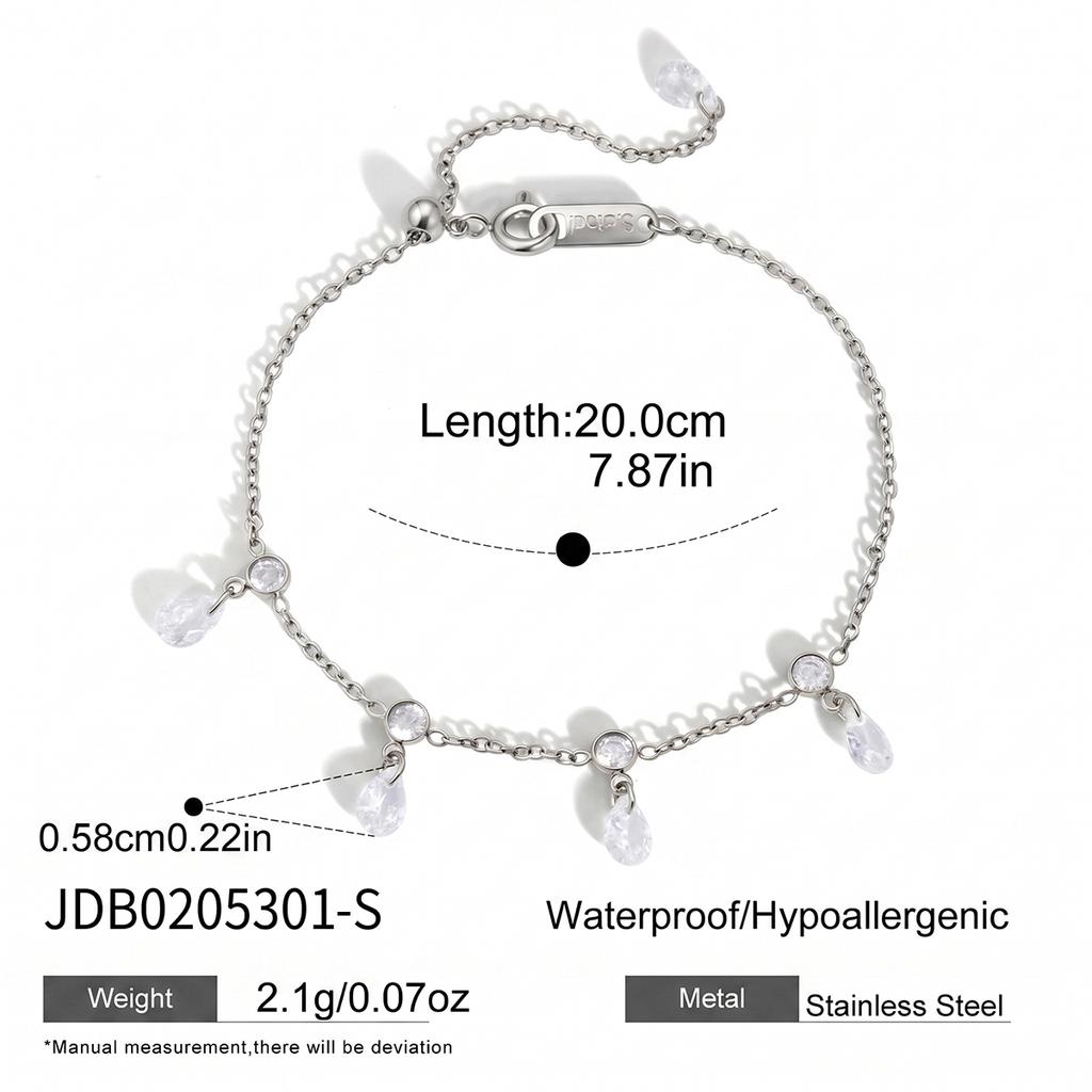 Youthway Delicate Cubic Zirconia Pendant Cuff Bracelet For Women New Chic 18K Gold PVD Plated Stainless Steel Bangle Jewelry